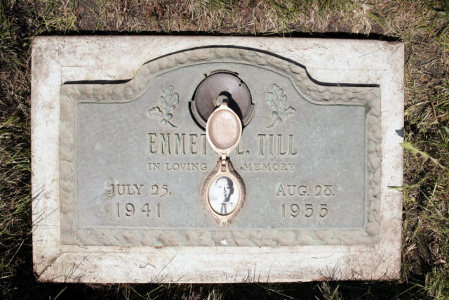 A plaque at the grave of Emmett Till
