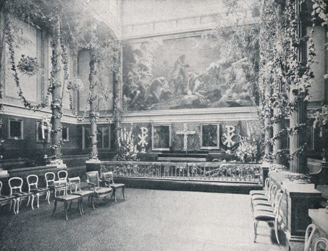 Interior of the private chapel at Buckingham Palace