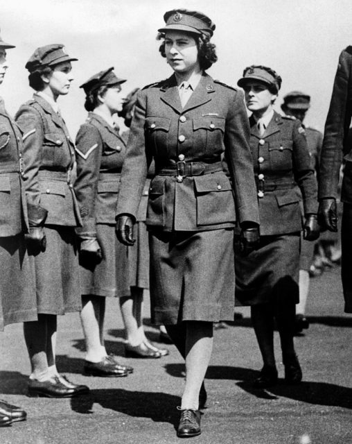 Princess Elizabeth in uniform for the Auxiliary Transport Service during World War Two.