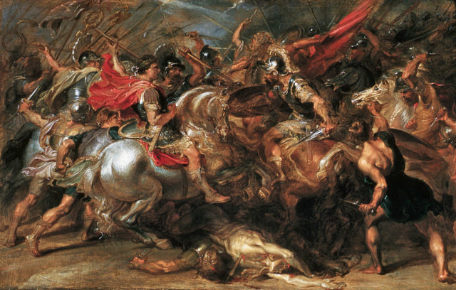A painting depicting the battle between Constantine I and Licinius.