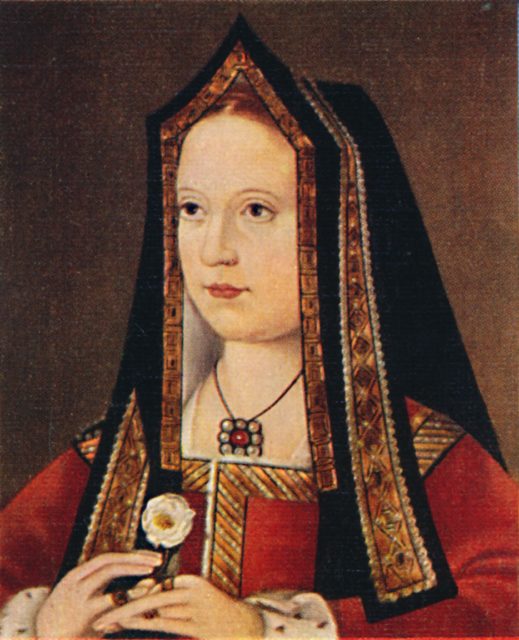 Painting of Elizabeth of York holding a white rose