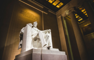 View of the statue of Abraham Lincoln at the Lincoln Memorial