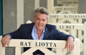 Actor Ray Liotta unveils his cabin sign as a tribute for his career along the Promenade des Planches during the 40th Deauville American Film Festival on September 9, 2014 in Deauville, France