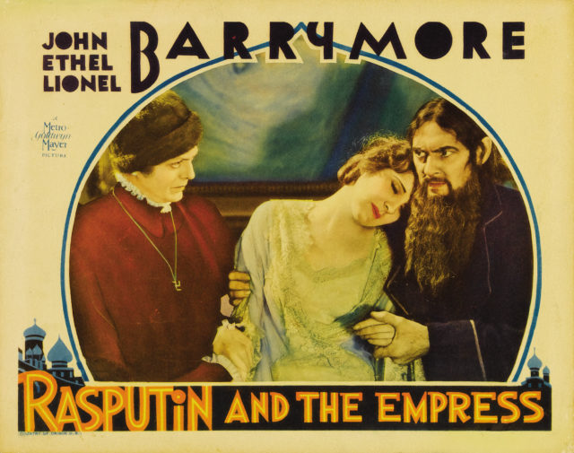 Movie poster for the 1932 film "Rasputin and the Empress"
