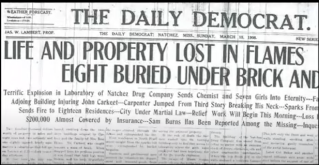 Newspaper headline of the Natchez explosion