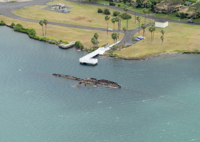 Aerial view of USS Utah memorial