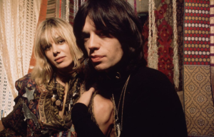 Colored photo of Anita Pallenberg and Mick Jagger