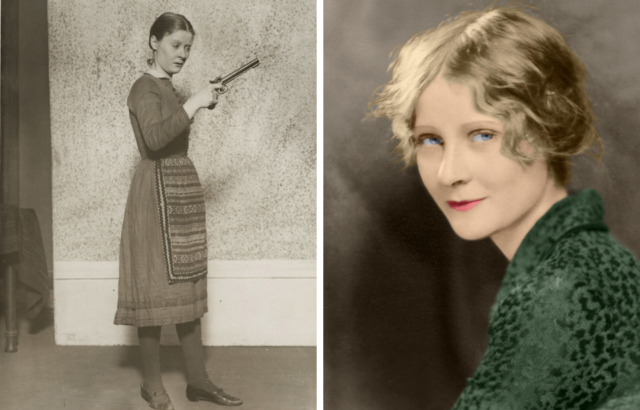 Two photographs of actress Peg Entwistle