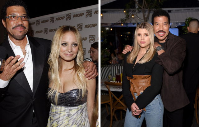 Side by side images of Lionel Richie with his daughters Nicole and Sofia Richie