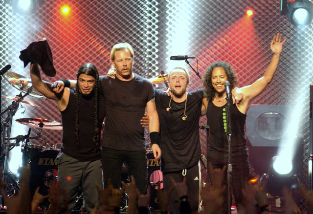 Metallica performing at an MTV award show