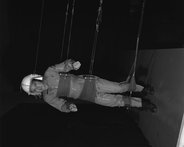 Astronaut hung and walking sideways