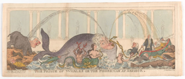 Cartoon depicts George IV as a whale