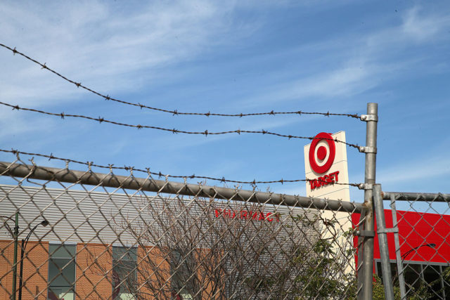 Target store behind a barbed wire fence.