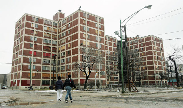 Rundown Cabrini-Green apartment buildings 