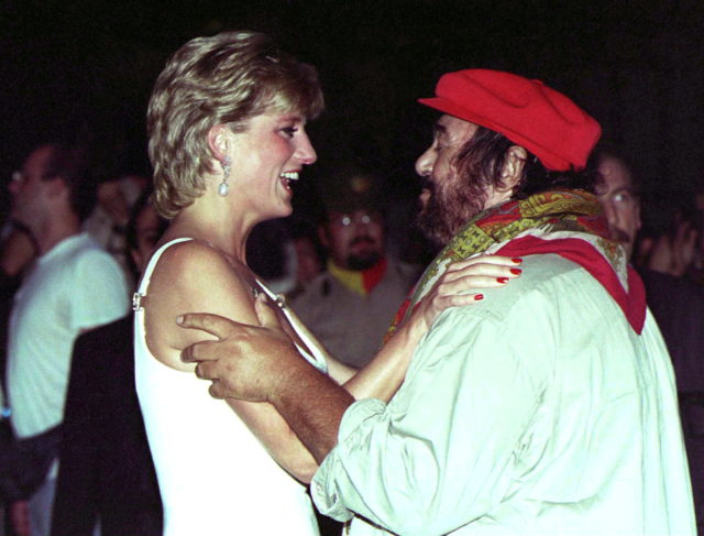 Princess Diana and Pavarotti embracing