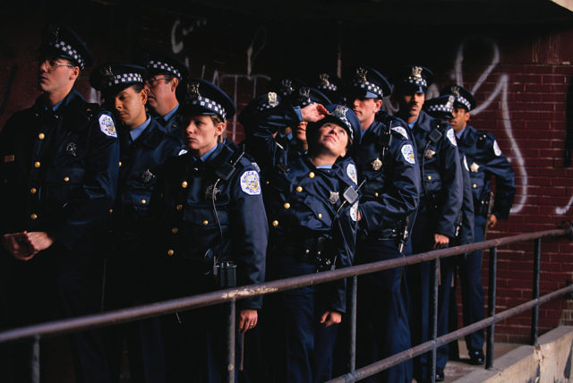 Police officers outside of Cabrini Green