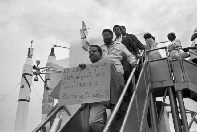 Protestors at the Apollo 11 launch
