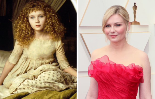 Side by side of Kirsten Dunst in Interview with a Vampire and at the 2022 Oscars