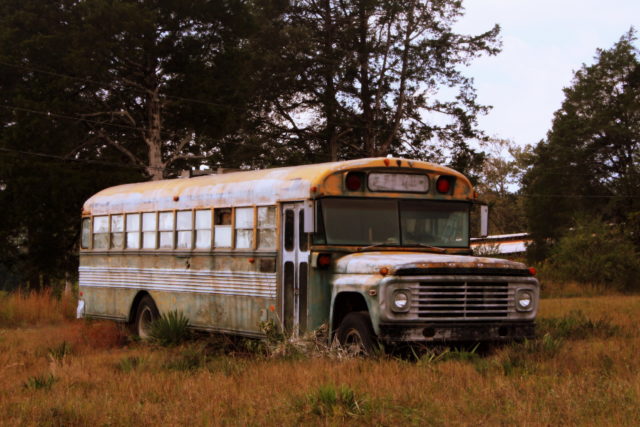 An abandoned school bus