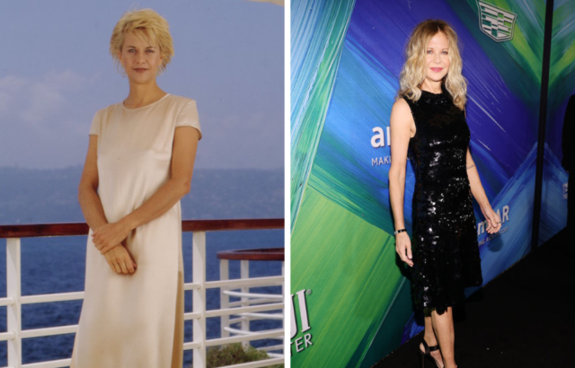 Side by side images of actress Meg Ryan in 1994 and 2021
