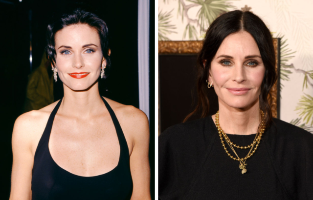SIde by side images of Courtney Cox in 1995 and 2022