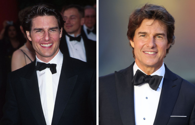 Side by side images of Tom Cruise in 1997 and 2022