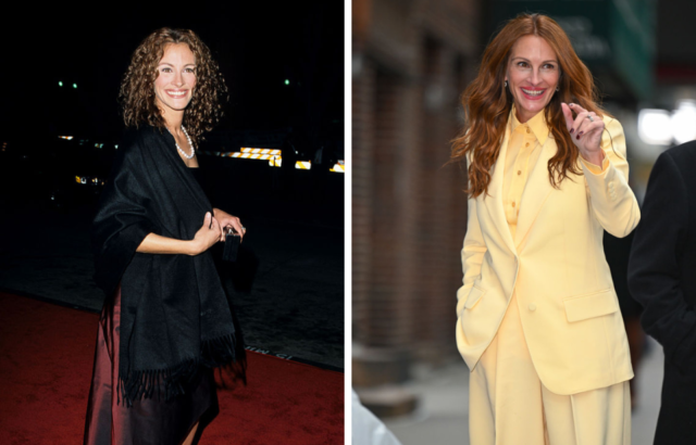 Side by side images of Julia Roberts in 2000 and 2022