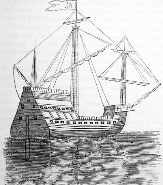 A sketch of a Spanish galleon