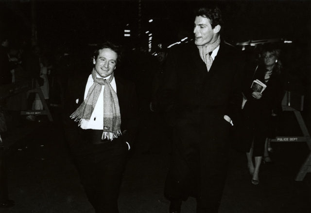 Robin Williams and Christopher Reeve walk together in New York City