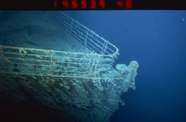 Bow of the RMS Titanic underwater