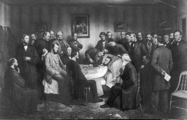 A painting shows Lincoln's death at the Peterson House