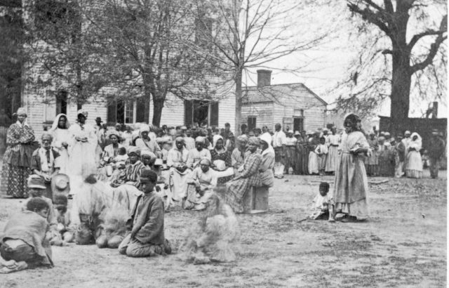 Photograph of former slaves in 1863