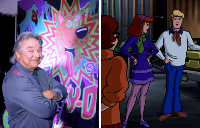 Side by side of Frank Welker and characters from Scooby-Doo