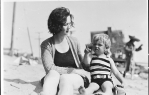 Gladys Baker sitting with a toddler Marilyn Monroe