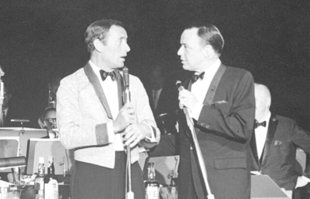 Joey Bishop and Frank Sinatra on stage