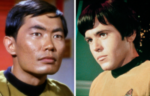 Side by side images of George Takei and William Koeing