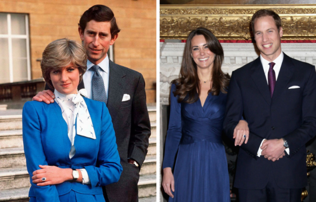 Side by side engagement photos of Prince Charles/Princess Diana and Prince William/Kate Middleton