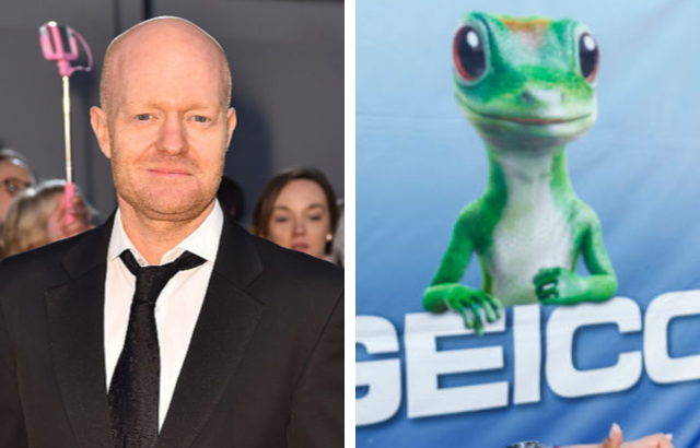 Side by side of Jake Wood and the Geico Gecko