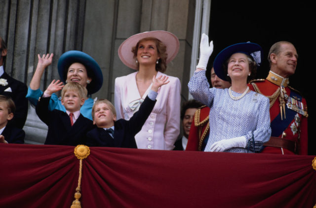The Queen and family during the Trooping of the Color