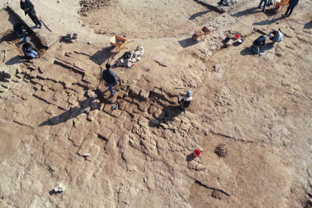 Aerial view of the ancient cityt at the Mosul reservoir