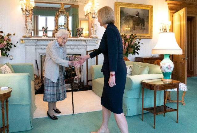 Queen Elizabeth II greets newly elected Prime Minister Liz Truss