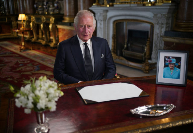 King Charles III giving an address
