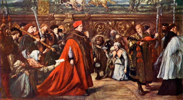 Painting of Cardinal Wolsey arriving at Westminster Hall