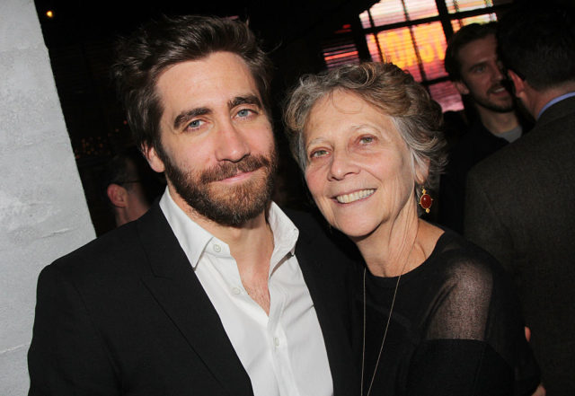 Naomi Foner-Gyllenhaal giving Jake Gyllenhaal a side hug