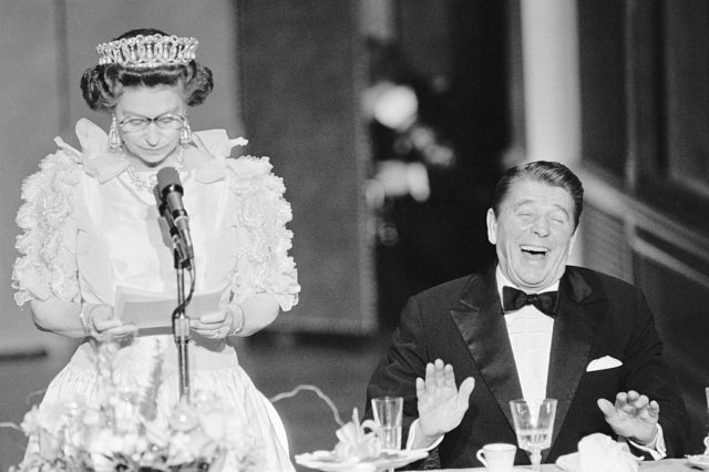 Queen Elizabeth and Ronald Reagan