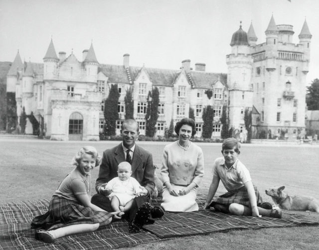The Queen and Prince of Edinburgh with their three children at their summer home in Balmoral