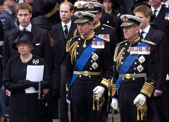 The Royal Family attends the funeral of the Queen Mother