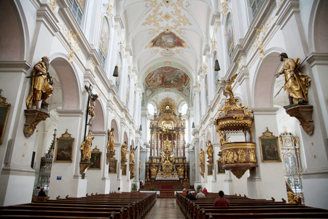 The interior of St. Peter's Church, Munich