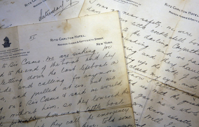 Letters written during the sinking of the Titanic