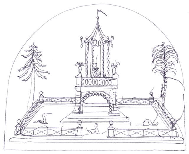 Chinese temple drawing